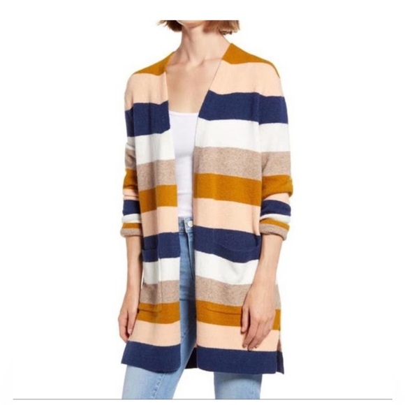 Madewell Sweaters - Madewell Cardigan Womens L Large Kent Stripe Bengali Indigo Alpaca Wool Sweater